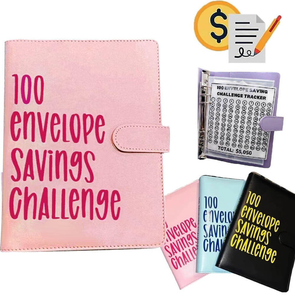 100 Envelope Challenge Binder Savings Book with Envelopes Budget Binder for Cash