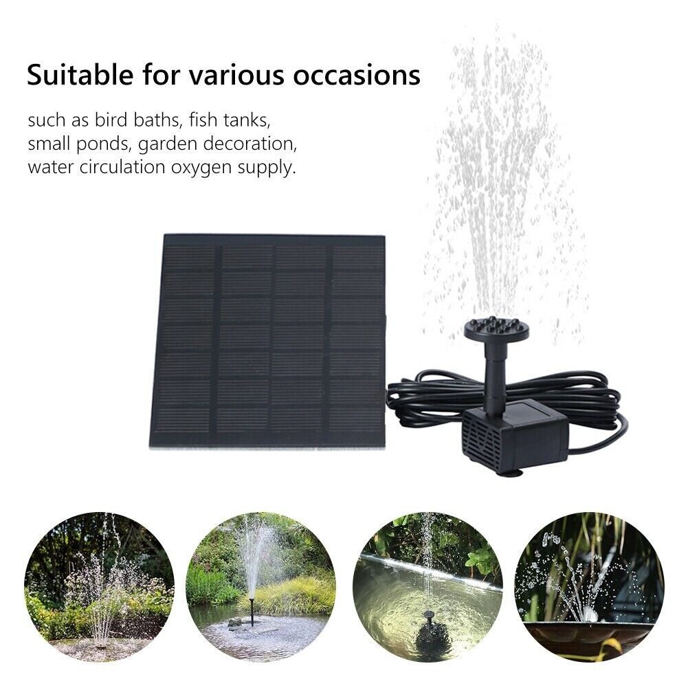 Solar Power Fountain Garden Pool Submersible Floating Water Pump Bird Bath Pond