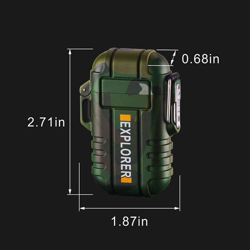 Waterproof Dual Arc Electric Lighter with Flameless Plasma Technology and USB Rechargeable Functionality
