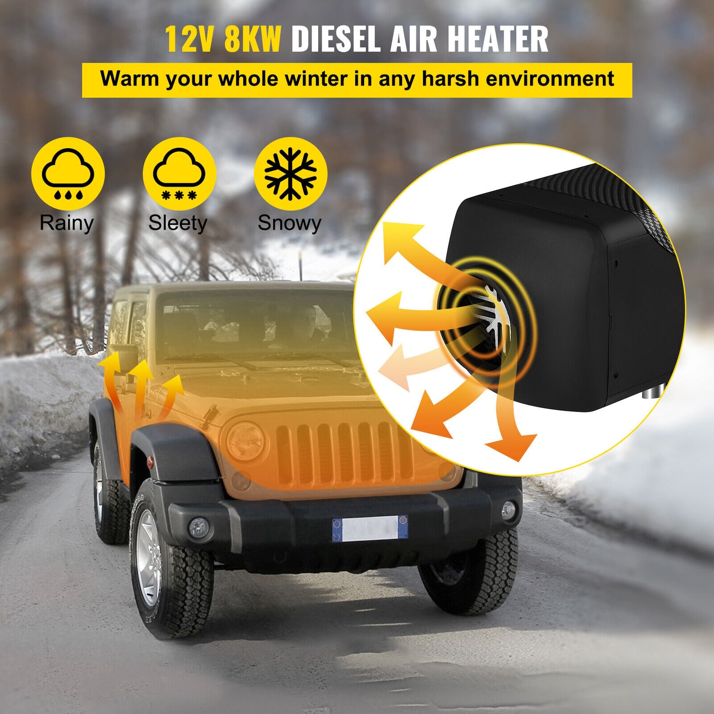 8KW 12V Diesel Air Heater: LCD Thermostat Quiet Operation for Trucks, Boats, Cars, and Trailers