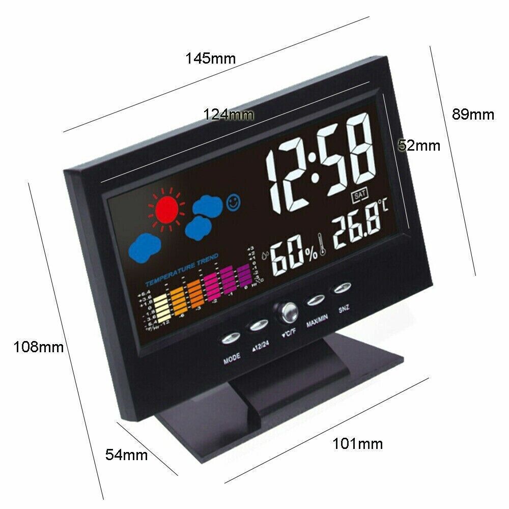 Digital LED Alarm Clock with Snooze, Calendar, Thermometer & Hygrometer