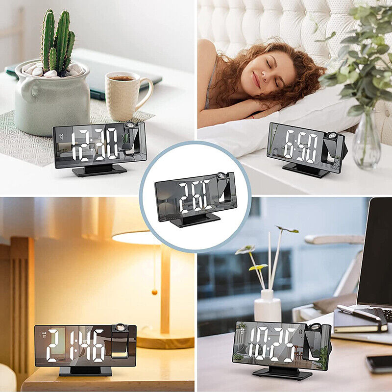 7.8-Inch Digital LED Alarm Clock with Projector: Temperature & Time Projection, USB Monitor