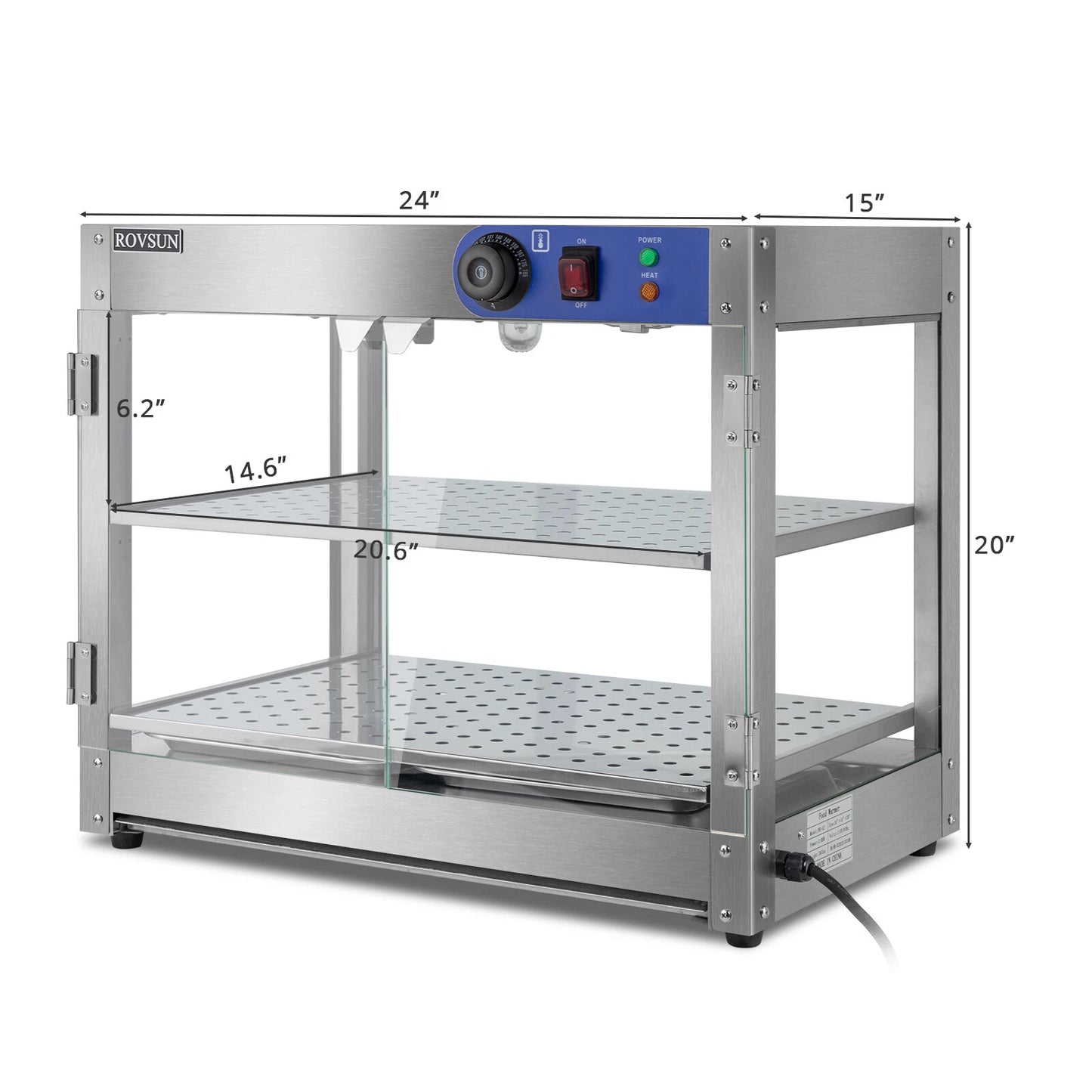 Commercial Countertop Food Warmer Heater Display Case 2-Tier 750W