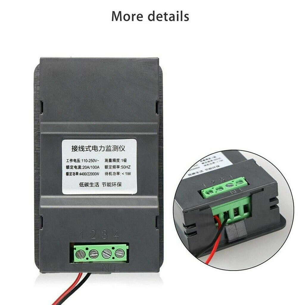 100A AC LCD Digital Volt Watt Power Voltage Meter Monitor for KWh Voltmeter and Ammeter Readings