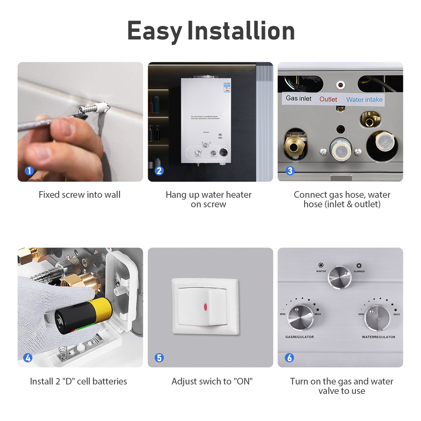 18L Propane Gas Hot Water Heater Instant Boiler (Tankless)