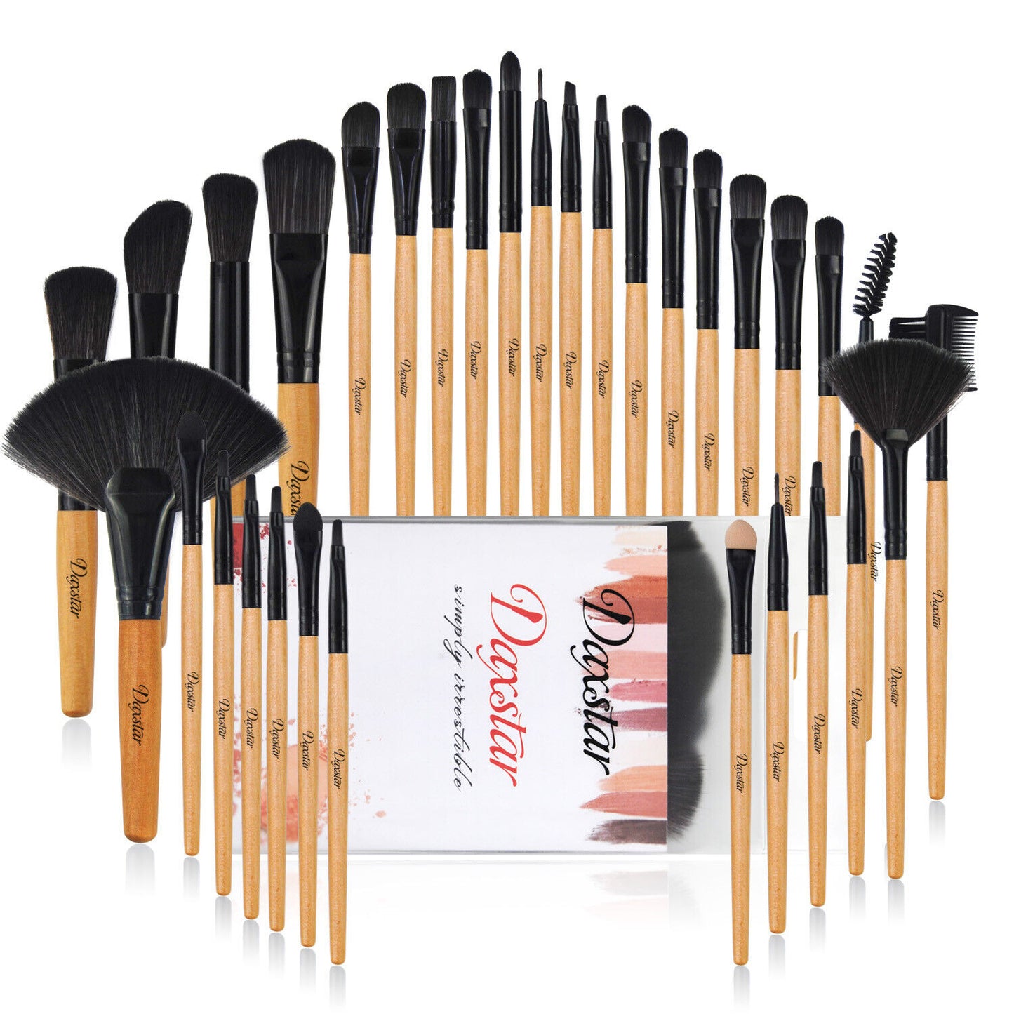 32-Piece Professional Makeup Brush Set with Leather Case – Soft Natural Hair Brushes for Eyes, Face & Lips – Perfect for Beginners & Makeup Artists