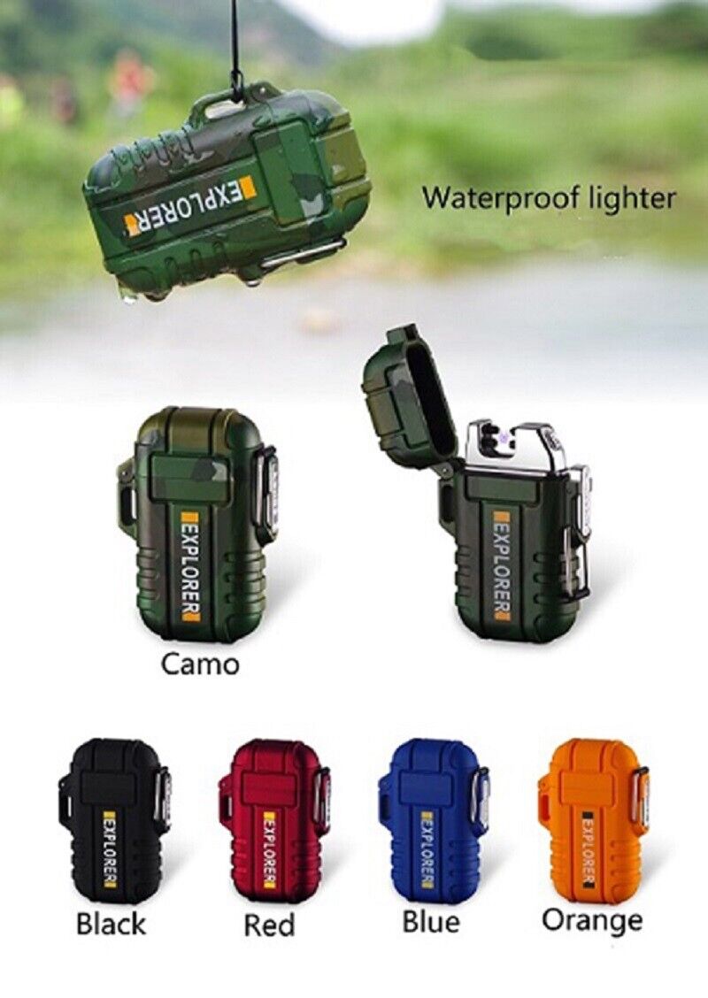 Waterproof Dual Arc Electric Lighter with Flameless Plasma Technology and USB Rechargeable Functionality