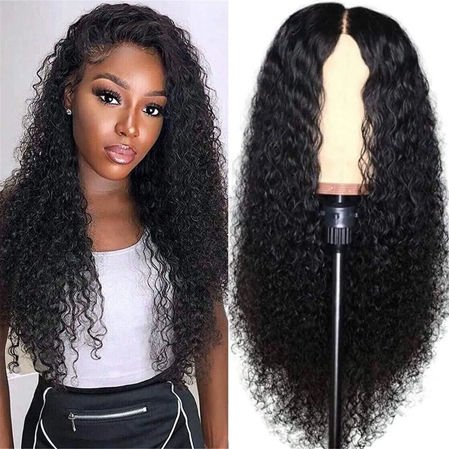 Front Wig Women's Brazilian Human Long Curly Lace Wavy Hair Wigs US
