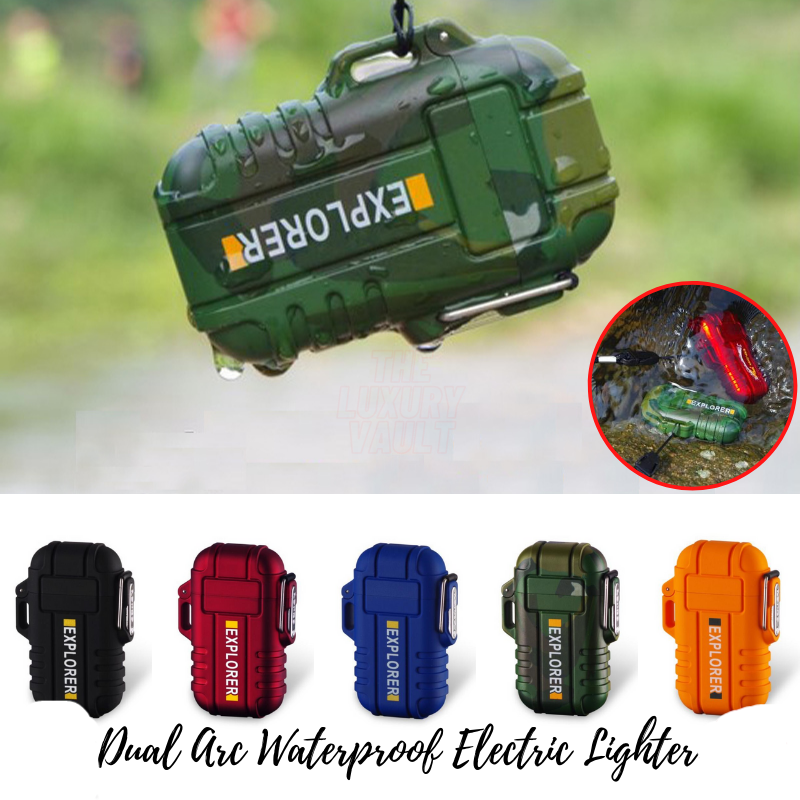 Waterproof Dual Arc Electric Lighter with Flameless Plasma Technology and USB Rechargeable Functionality