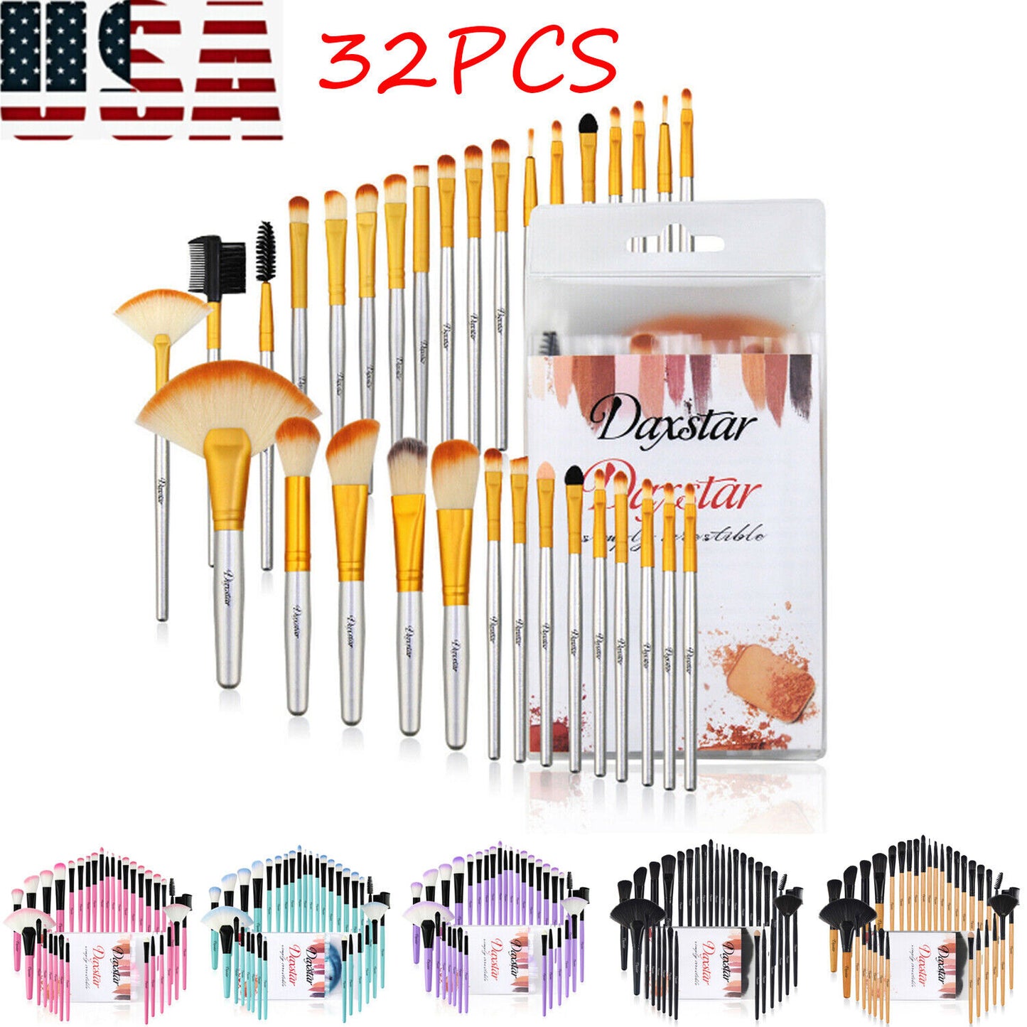 32-Piece Professional Makeup Brush Set with Leather Case – Soft Natural Hair Brushes for Eyes, Face & Lips – Perfect for Beginners & Makeup Artists