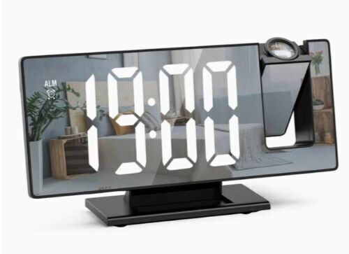 7.8-Inch Digital LED Alarm Clock with Projector: Temperature & Time Projection, USB Monitor