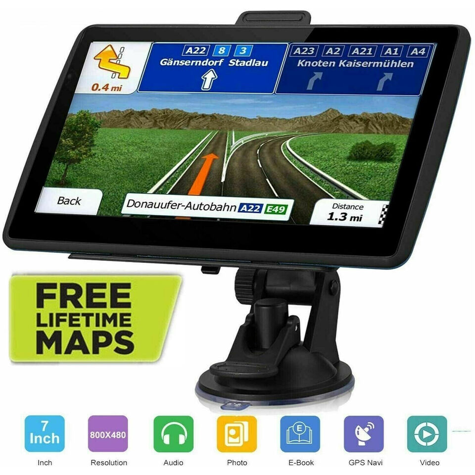 7-Inch Portable Car & Truck GPS Navigator with 8GB Storage and 256MB RAM, Includes Free USA & Canada Maps
