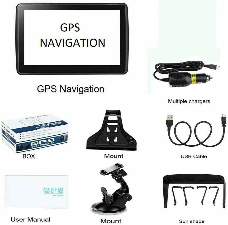 7-Inch Portable Car & Truck GPS Navigator with 8GB Storage and 256MB RAM, Includes Free USA & Canada Maps