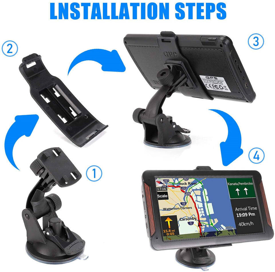 7-Inch Portable Car & Truck GPS Navigator with 8GB Storage and 256MB RAM, Includes Free USA & Canada Maps
