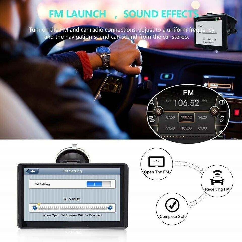7-Inch Portable Car & Truck GPS Navigator with 8GB Storage and 256MB RAM, Includes Free USA & Canada Maps