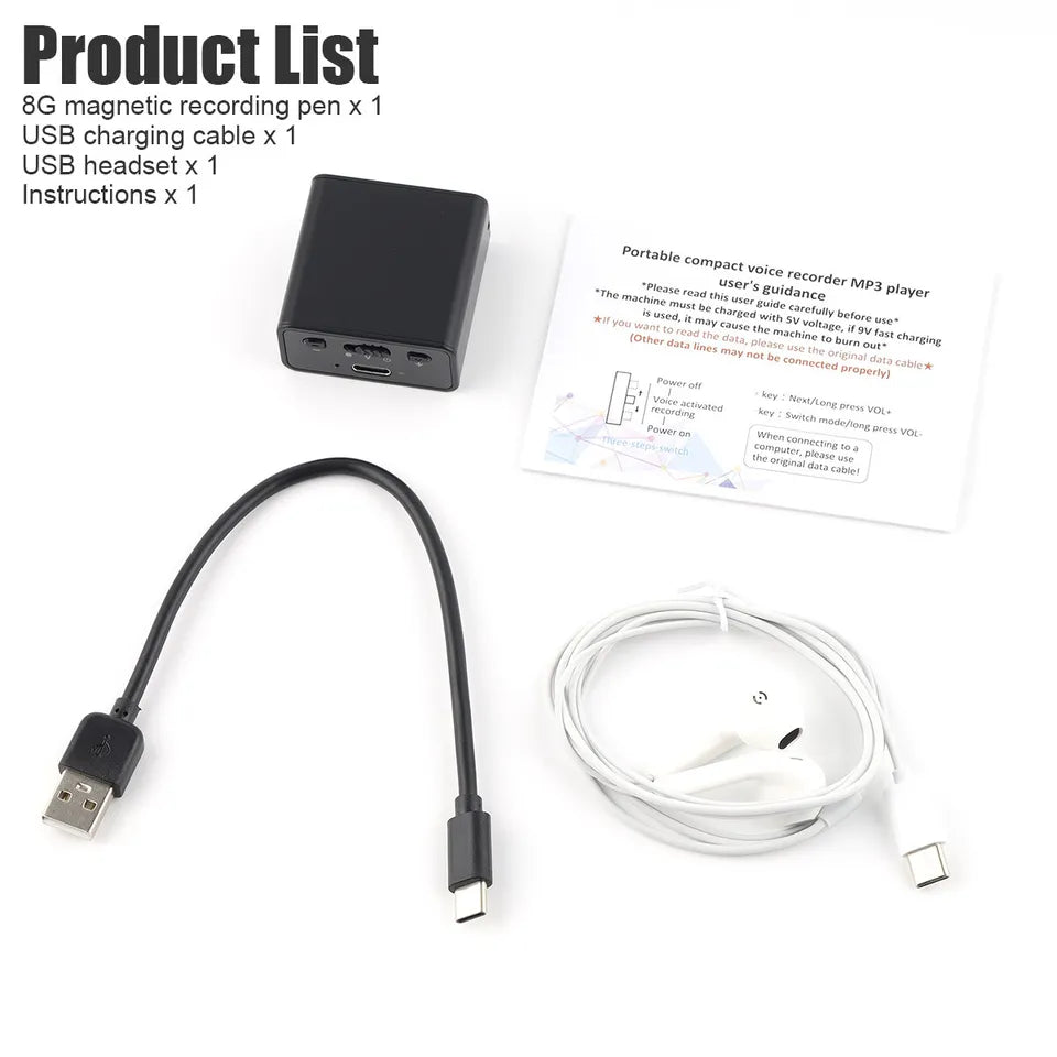 Mini Digital Voice Activated Recorder Audio Recording Device-8/16G