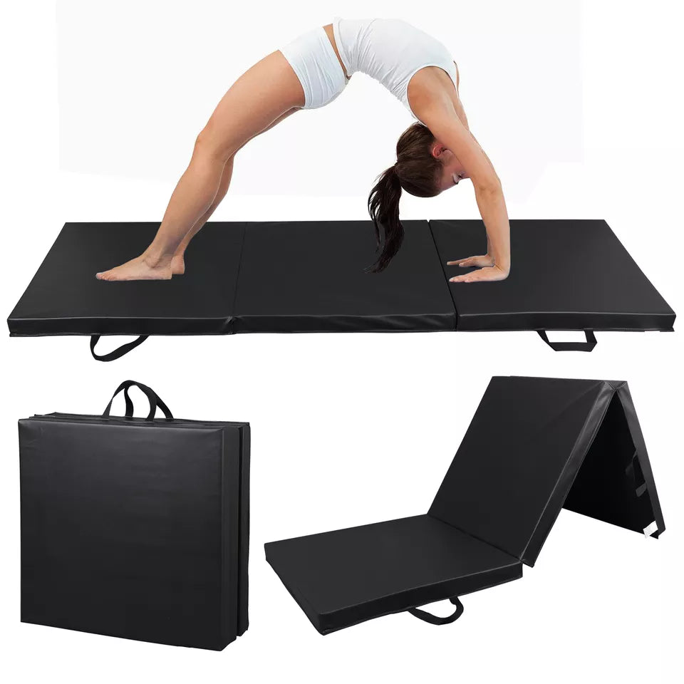 6' x 2' Folding Yoga Mat: Thick Foam Fitness & Gymnastics Exercise Panel
