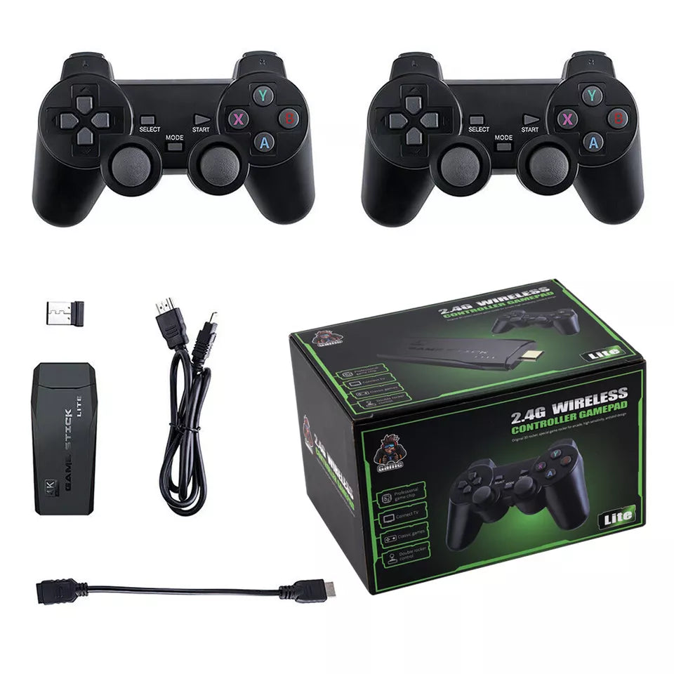HDMI 4K Retro Game Stick Console – 64GB with 20,000+ Classic Games & 2 Wireless Controllers