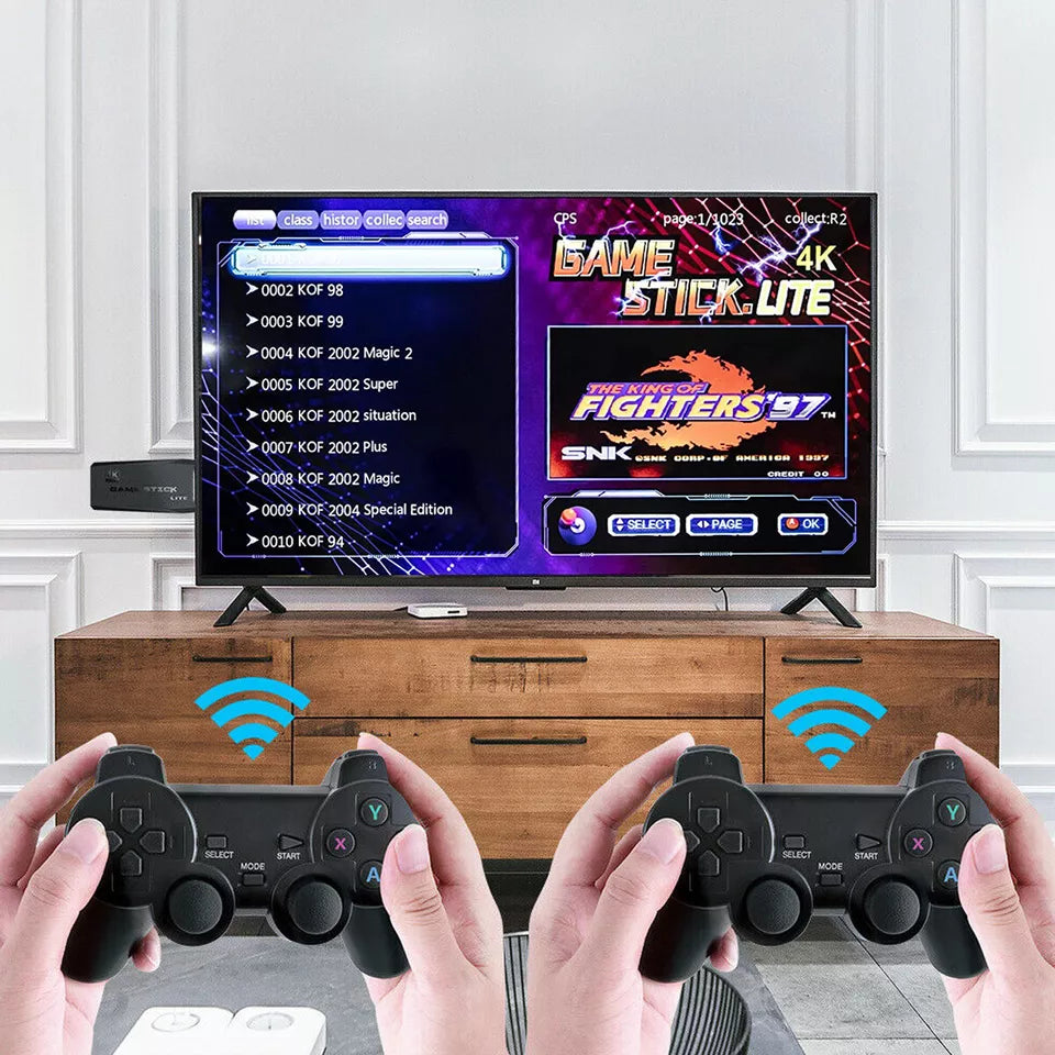 HDMI 4K Retro Game Stick Console – 64GB with 20,000+ Classic Games & 2 Wireless Controllers