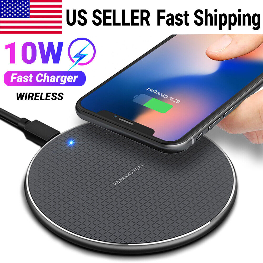 Fast Wireless Charging Pad Dock Compatible with Samsung, iPhone, and Android Cell Phone