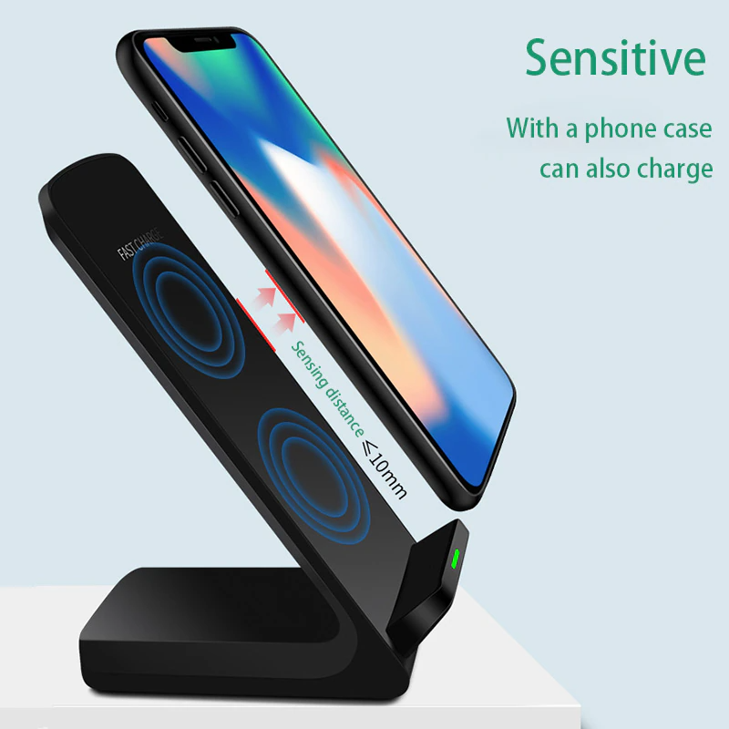 Fast Wireless Charging Pad Stand Dock Compatible with Samsung Galaxy, iPhone, and Other Smartphones
