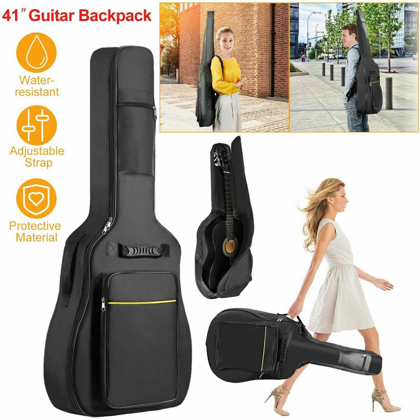 41-Inch Acoustic Guitar Bag – Padded, Water-Resistant Soft Case