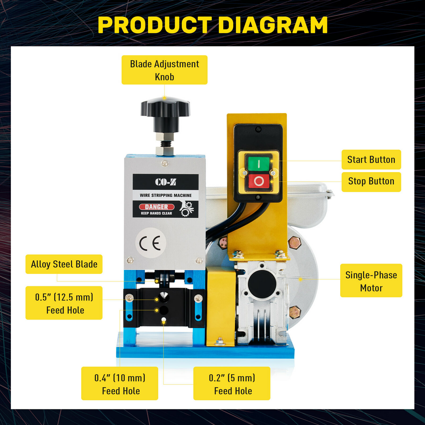 Electric Wire Stripping Machine Copper Cable Peeling Stripper Metal Recycle Tool