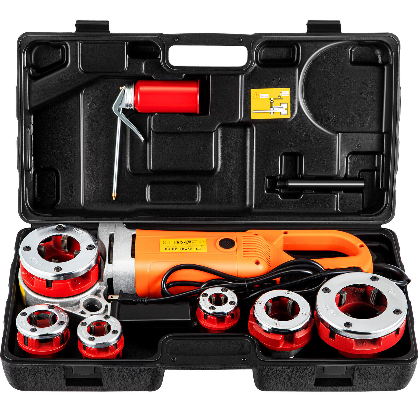 Electric Pipe Threader Machine 1/2”–2” with 6 Dies & Storage Case – 2300W Portable Threading Tool