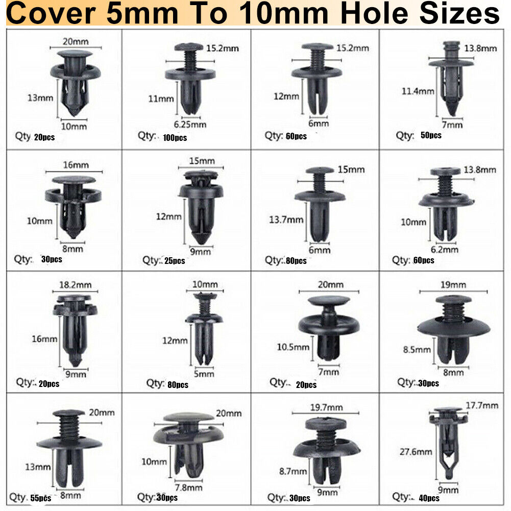 780 Pcs Car Retainer Nylon Auto Fasteners Push Trim Clips Pin Rivet Bumper Kit