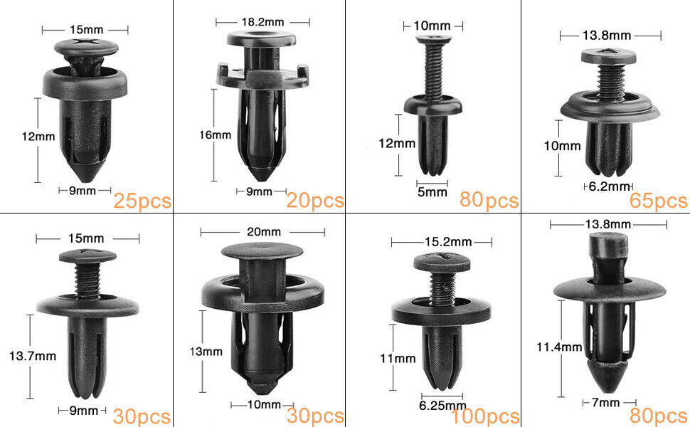 780 Pcs Car Retainer Nylon Auto Fasteners Push Trim Clips Pin Rivet Bumper Kit