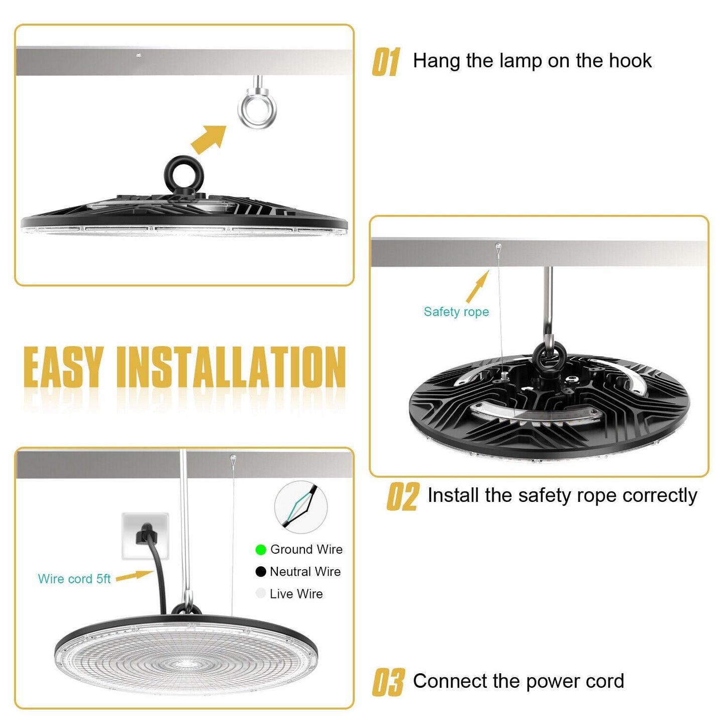240W Led High Bay Light Factory Warehouse Industrial Shop Light with US Plug