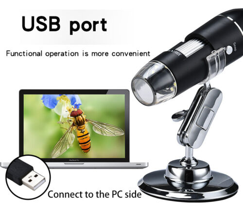 Portable Digital Microscope Endoscope w/ Stand 8LED 1600X 3MP USB