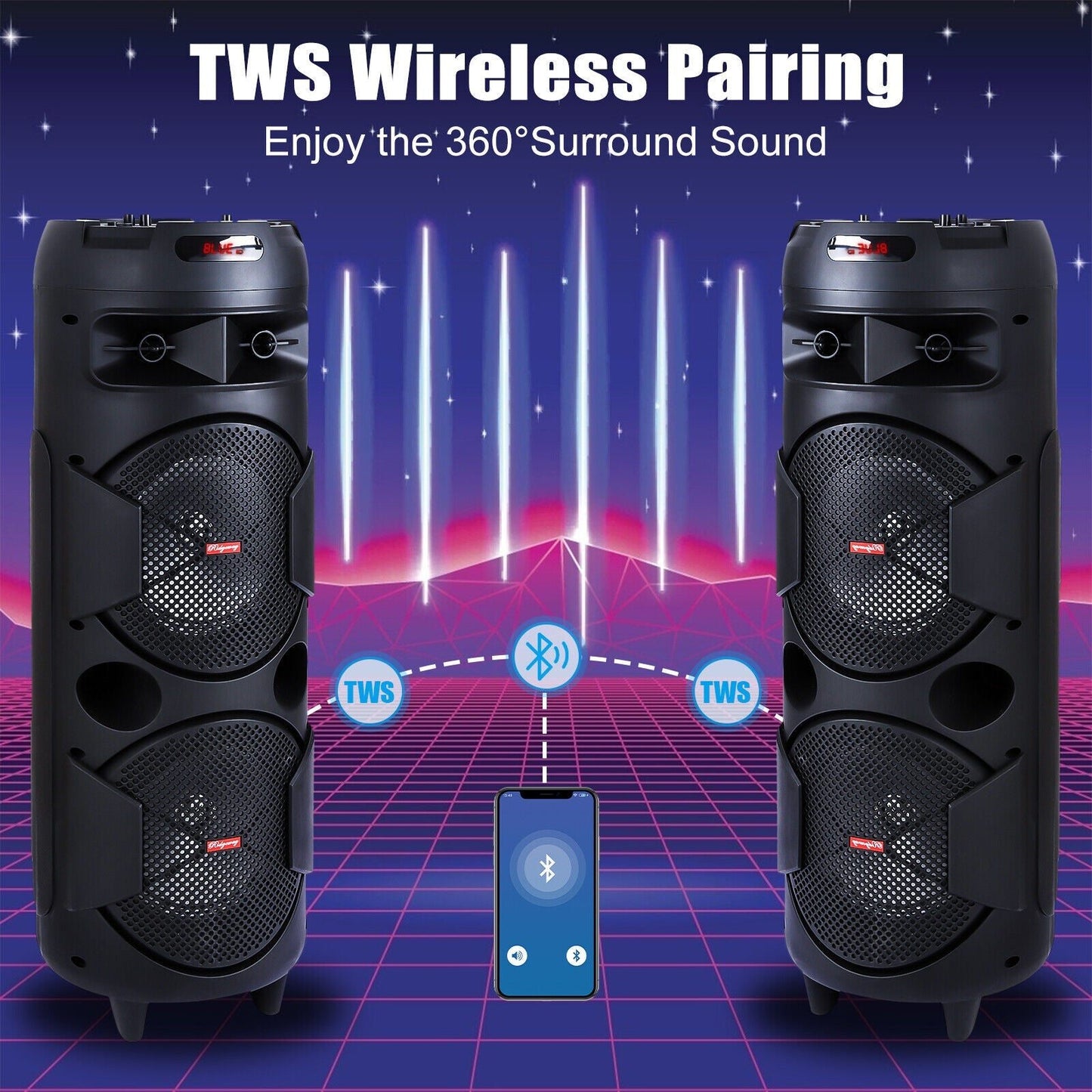 Professional 5000W Portable Bluetooth Speaker with Sub Woofer Heavy Bass
