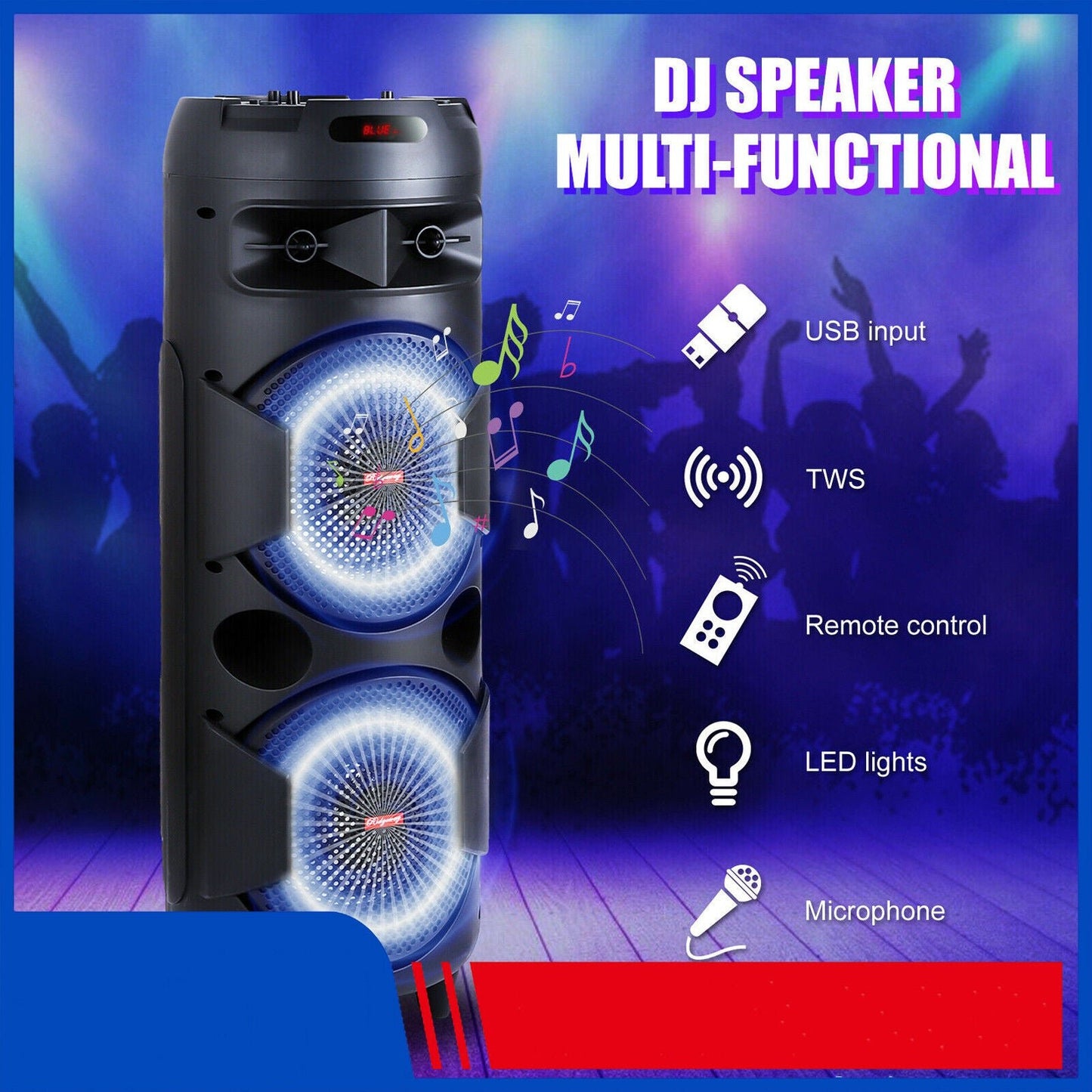 Professional 5000W Portable Bluetooth Speaker with Sub Woofer Heavy Bass