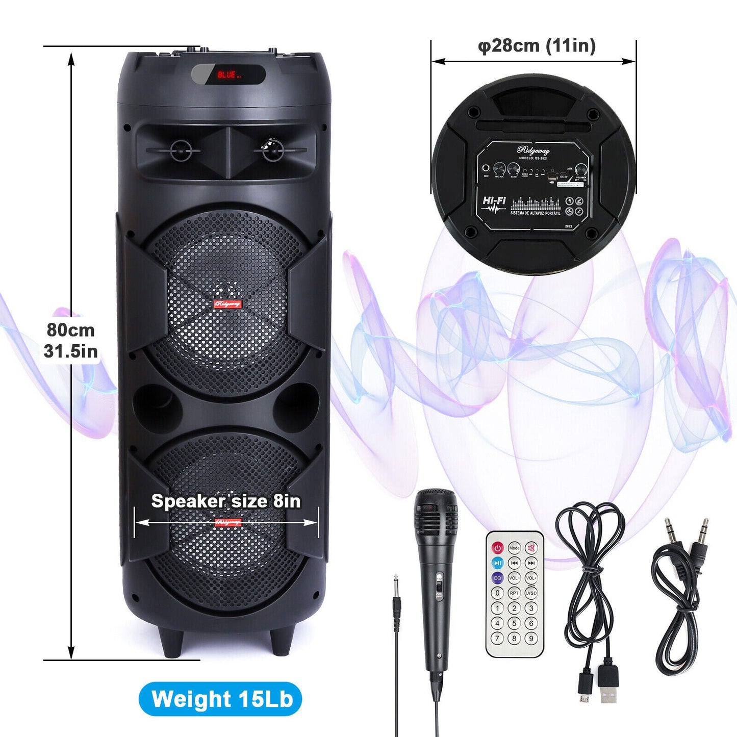 Professional 5000W Portable Bluetooth Speaker with Sub Woofer Heavy Bass