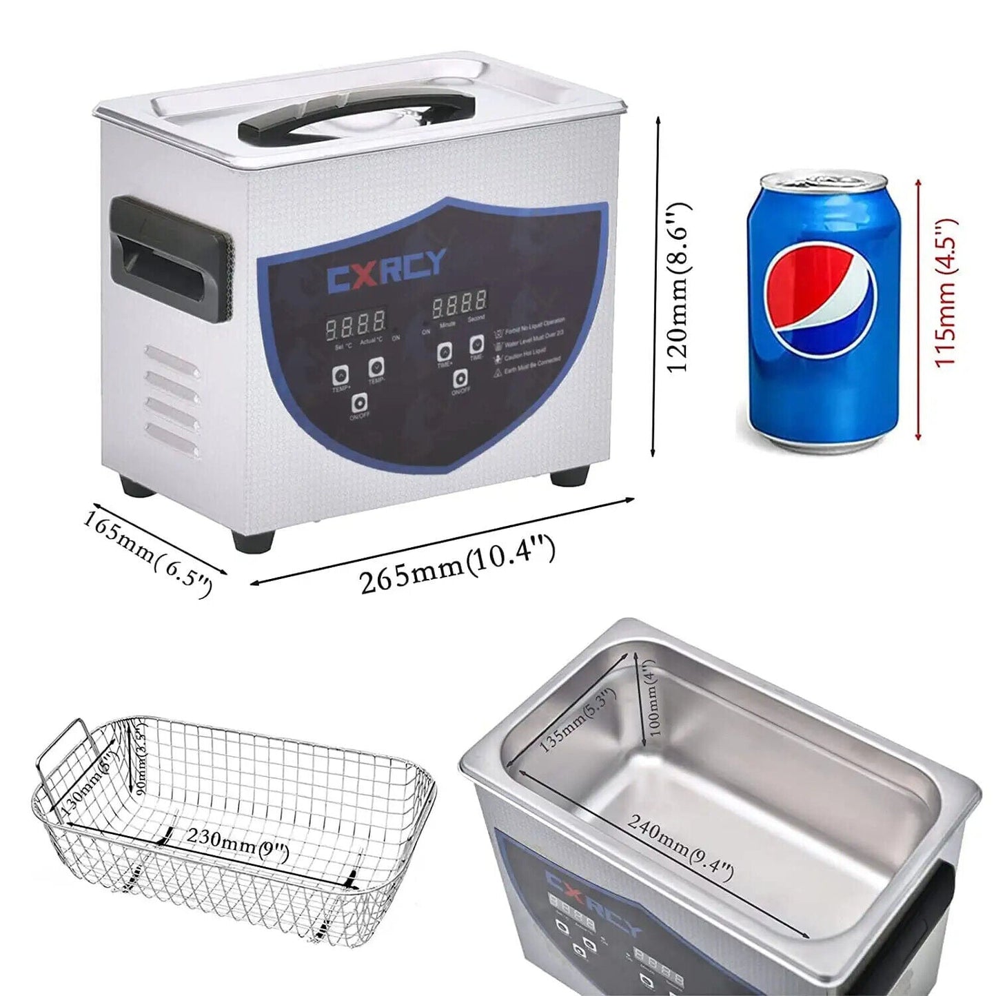 3.2L Commercial Ultrasonic Cleaner Industry Heated w/Timer Jewelry Ring Glasses