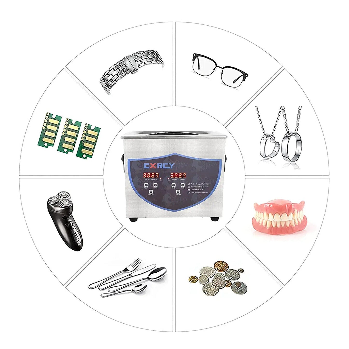 3.2L Commercial Ultrasonic Cleaner Industry Heated w/Timer Jewelry Ring Glasses