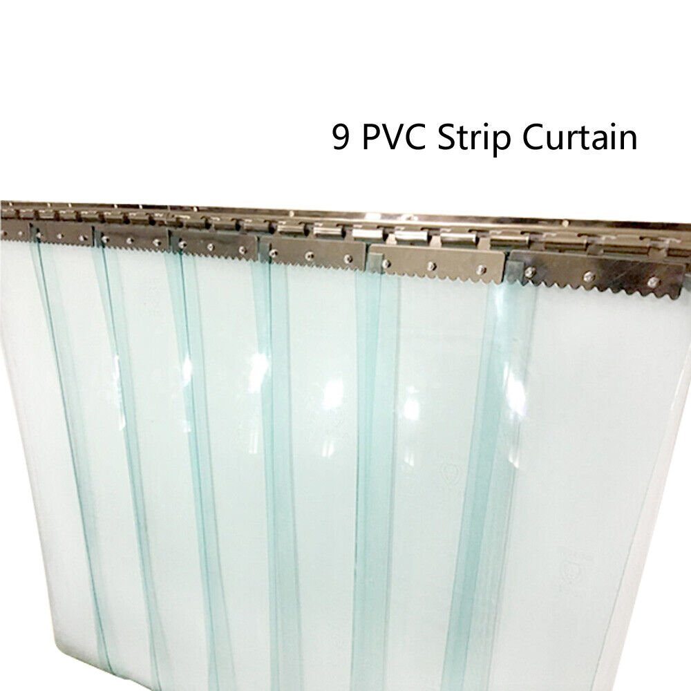 9 Strip Clear PVC Plastic Strip Curtain Door Hanging Rail Kit fIT Warehouse Mall