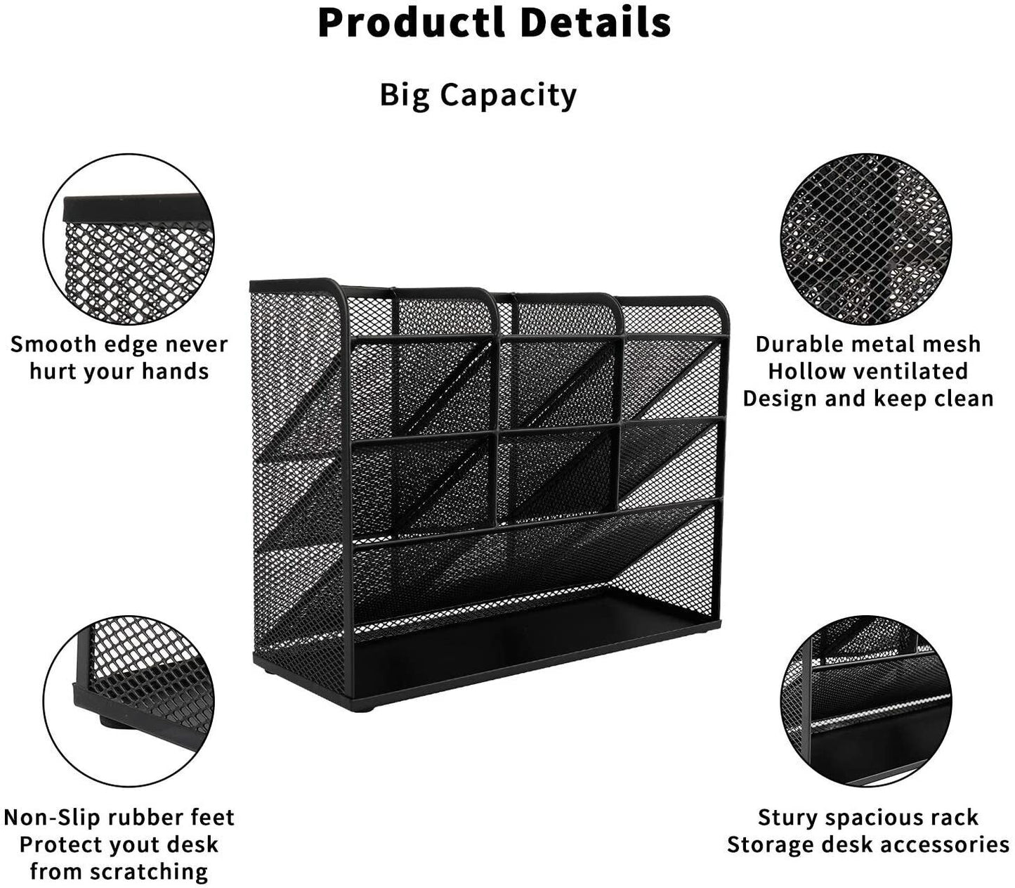 High Capacity Mesh Desk Organizer, Pen Organizer for desk