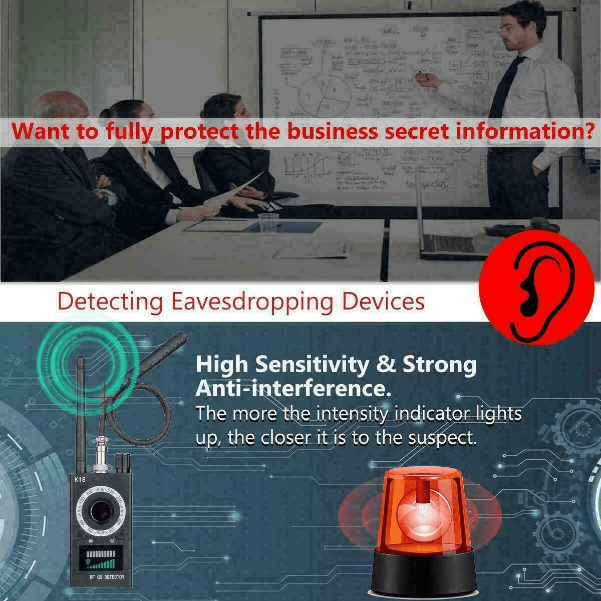 Hidden Camera Detector Bug Detector Hidden Device Detector RF Audio