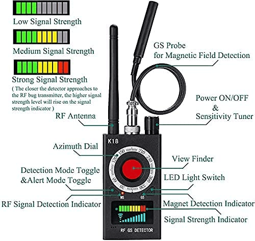Hidden Camera Detector Bug Detector Hidden Device Detector RF Audio