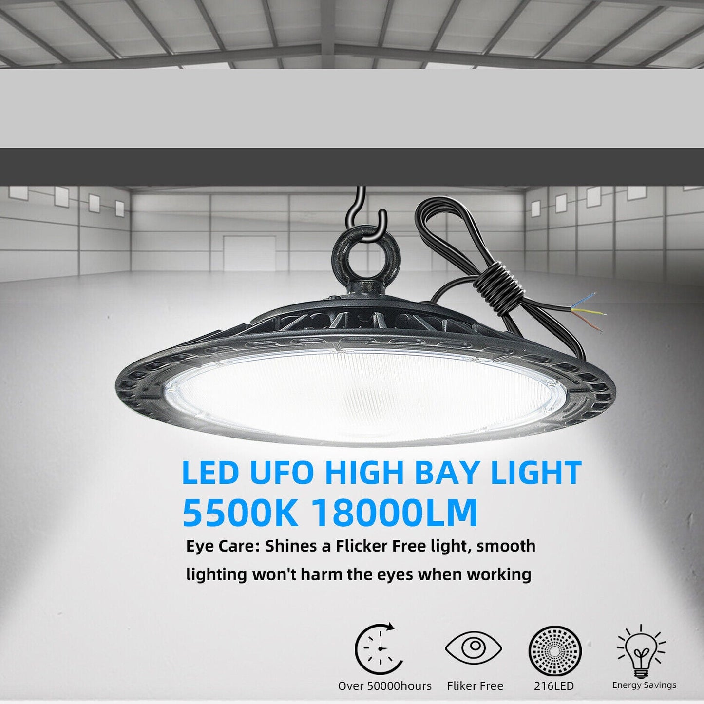 Warehouse Lights, Commercial Workshop 6Pcs 150 Watts LED High Bay Light Fixtures