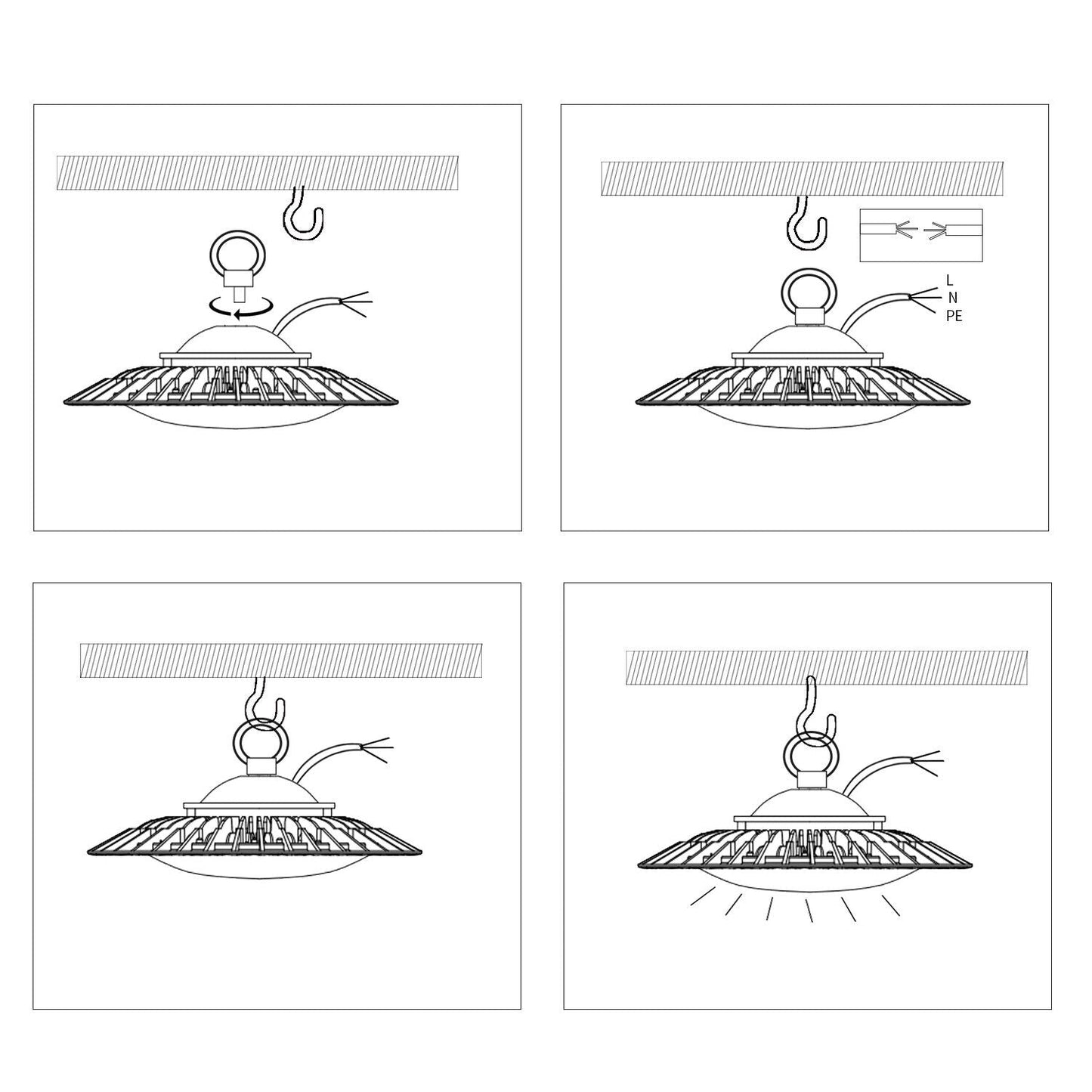 Warehouse Lights, Commercial Workshop 6Pcs 150 Watts LED High Bay Light Fixtures