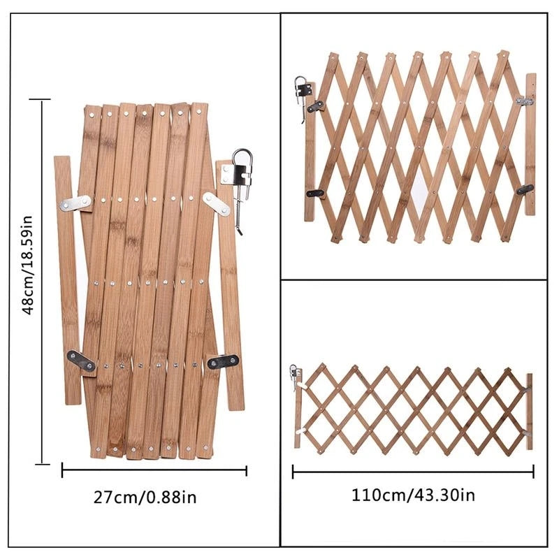 Bamboo Accordion Safety Gate for Children and Pets