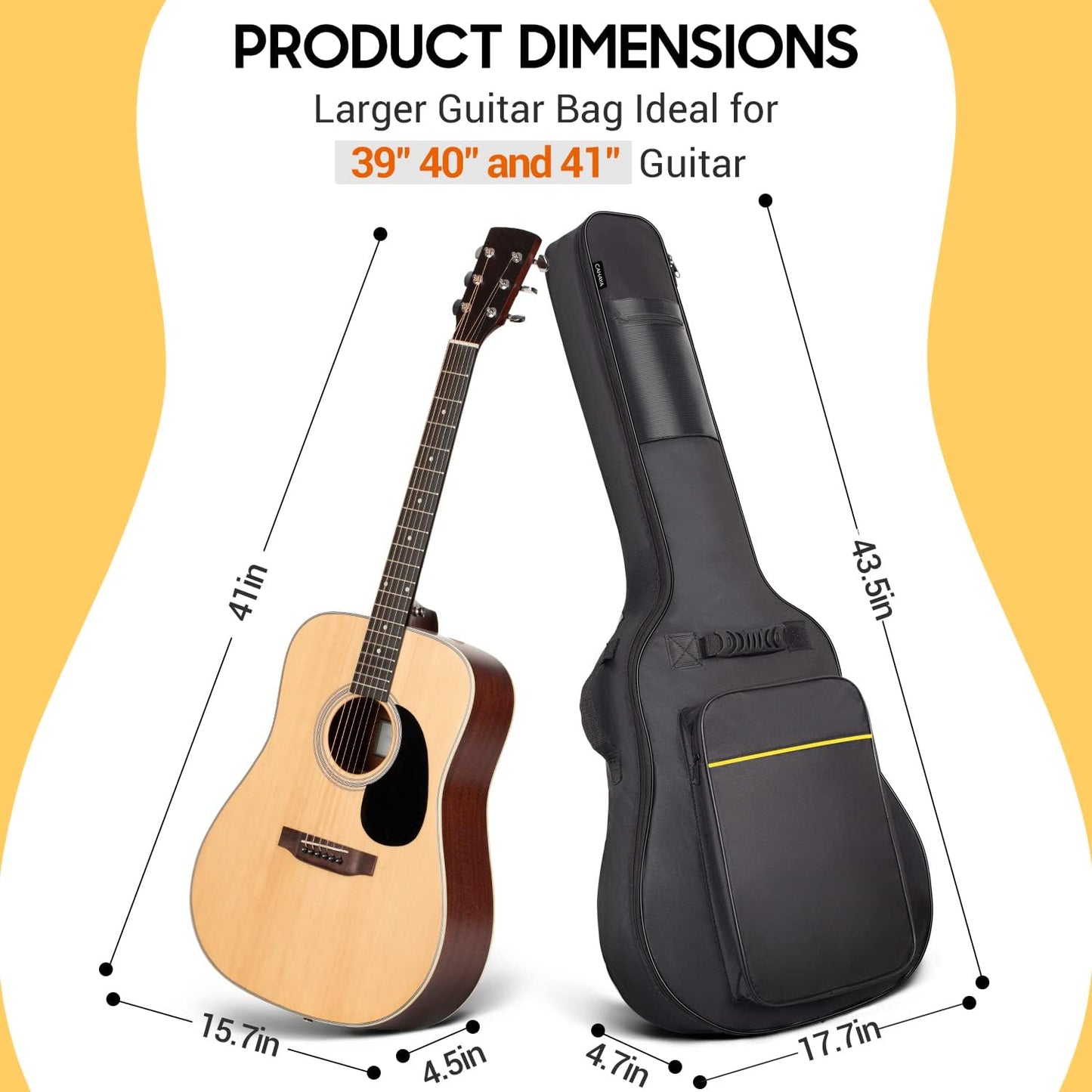 41-Inch Acoustic Guitar Bag – Padded, Water-Resistant Soft Case