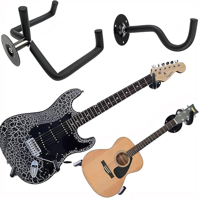 Horizontal Guitar Wall Mount Hanger – 2-Pack Display Holder for Electric, Acoustic, or Bass Guitars