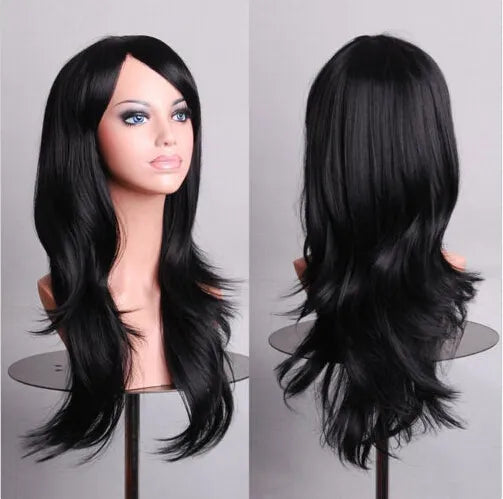 70cm  Long Curly Wig for Cosplay and Costume Parties, Full and Wavy Anime-Style Hair