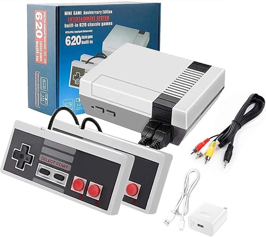 Retro Gaming Console Classic Mini - 620 Built-in Games, 2 Controllers, 8-Bit AV Output, Plug & Play, Perfect Nostalgia Gift for Kids & Adults