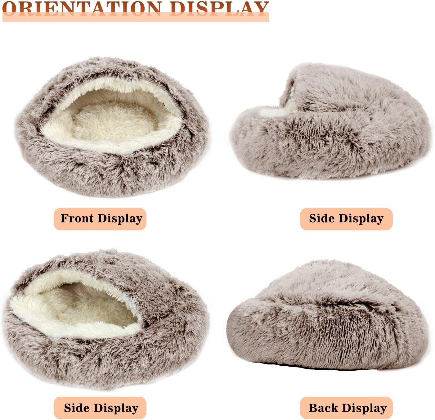 Soft Hooded Plush Pet Bed for Cats and Dogs