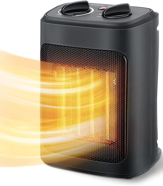 1500W Ceramic Space Heater with Thermostat - 9-Inch, Black, New